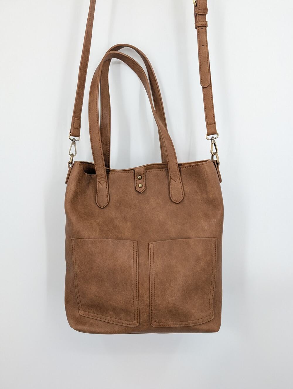 Antik Kraft Anthropologie Buttery Soft Brown Vegan Leather Tote Crossbody Strap